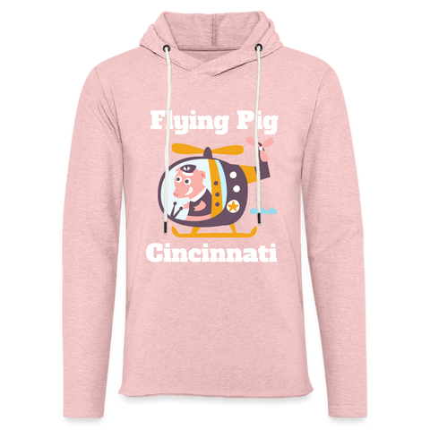 Flying Pig Cincinnati Unisex Lightweight Terry Hoodie - cream heather pink