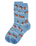 Infinity Classics International Inc. - MeMoi Show Pony Bamboo Blend Crew Socks: Denim Heather / 9-11