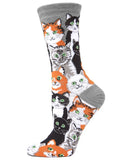 Women's MeMoi Multi Cat Bamboo Blend Crew Socks