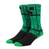 Minecraft Creepers Adult Green Casual Crew Socks-OSFA