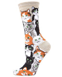 Women's MeMoi Multi Cat Bamboo Blend Crew Socks