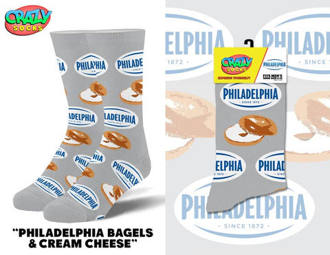 Crazy Socks - Philadelphia Bagels & Cream Cheese - Mens Crew Folded