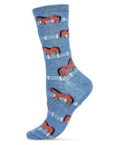 Infinity Classics International Inc. - MeMoi Show Pony Bamboo Blend Crew Socks: Denim Heather / 9-11