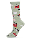 Women's Farm Fun Bamboo Blend Crew Socks