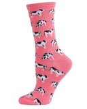 Infinity Classics International Inc. - MeMoi Cows Bamboo Blend Crew Socks: Confetti Pink / 9-11