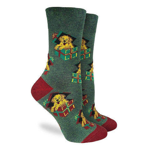 Good Luck Sock - Women's Christmas Puppy Presents Socks