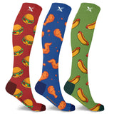 Extreme Fit Wholesale - Food Lovers Pain Relief Compression Socks - 3 ASST STYLES: Large/XL