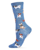 Women's They Call it Pupper Love Bamboo Blend Crew Socks: Denim Heather