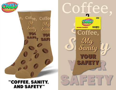 Crazy Socks - Coffee, My Sanity - Womens Crew Folded