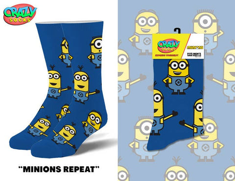 Crazy Socks - Minions Logos - Mens Crew Folded