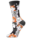 Women's MeMoi Multi Cat Bamboo Blend Crew Socks