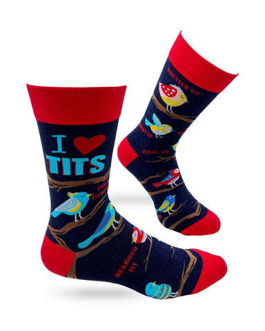 Fabdaz - I Heart Tits Men's Novelty Crew Socks