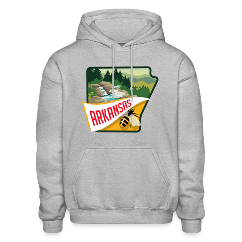 Arkansas Whimsical State Logo Heavy Blend Adult Hoodie - heather gray
