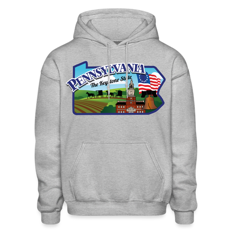 Pennsylvania Whimsical State Logo Heavy Blend Adult Hoodie - heather gray