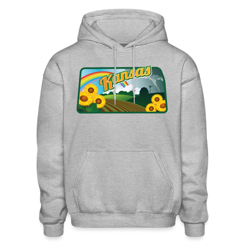 Kansas Whimsical State Logo Heavy Blend Adult Hoodie - heather gray