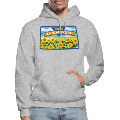 North Dakota Whimsical State Logo Heavy Blend Adult Hoodie - heather gray