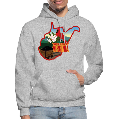 West Virginia Whimsical State Logo Heavy Blend Adult Hoodie - heather gray