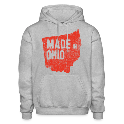 Ohio - Made in Ohio Red Heavy Blend Adult Hoodie - heather gray