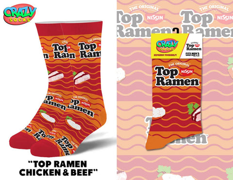 Crazy Socks - Top Ramen Chicken & Beef - Mens Crew Folded