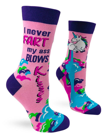 Fabdaz - I never Fart My Ass Blows Kisses Women's Crew Socks - Wholesale