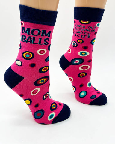 Mom Balls Come Out if You Mess With My Kid Ladies' Crew Socks