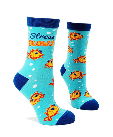 Fabdaz - Stress Blows Ladies' Novelty Crew Socks Featuring a Cute Fis