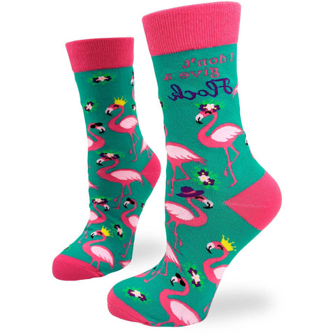 I Don't Give a Flock Women's Crew Socks Featuring Pink Flamingos