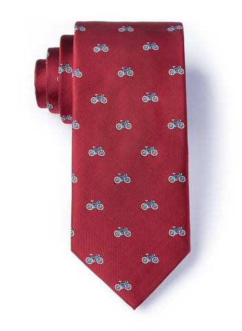 Bicycles Tie by Wild Ties -  Burgundy Microfiber