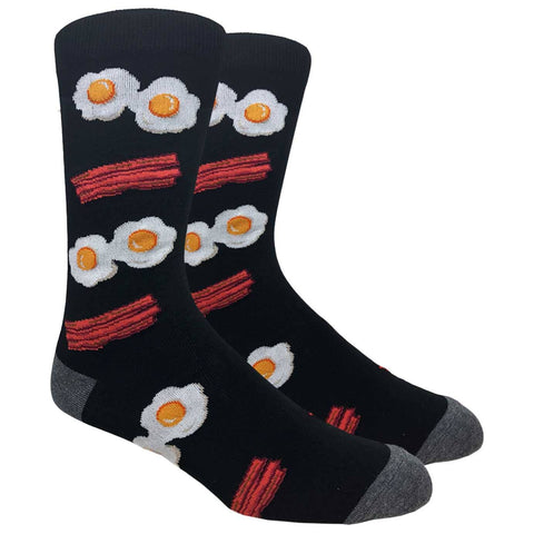 Finefit - FineFit Men's Fun Novelty Socks - Bacon & Eggs (Black)