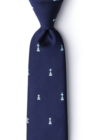 Checkmate Tie by Wild Ties -  Navy Blue Microfiber