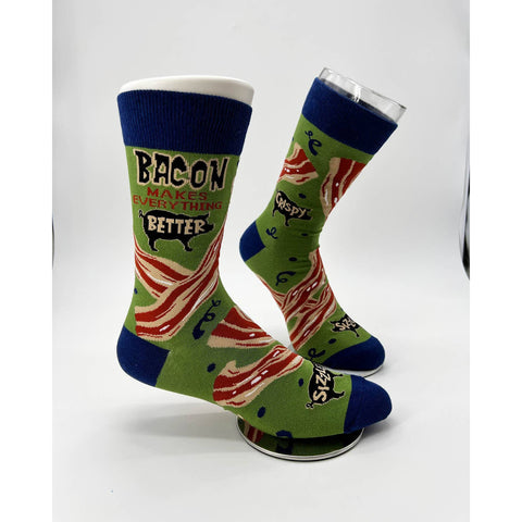 Bacon Makes Everything Better Men's Novelty Crew Socks