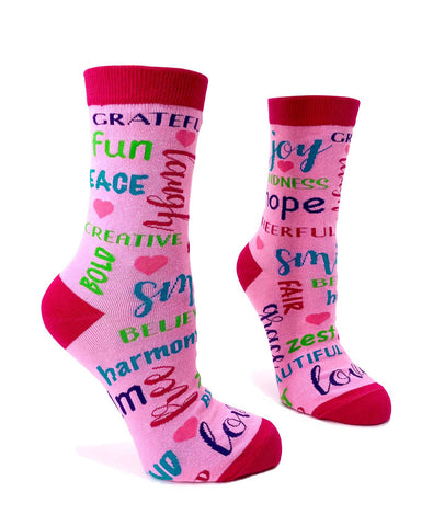 Positivity Words Women's Crew Socks