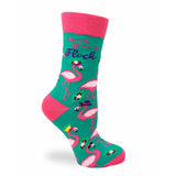I Don't Give a Flock Women's Crew Socks Featuring Pink Flamingos