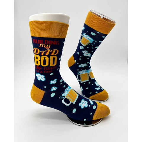 Building My Dad Bod One Beer At A Time Men's Novelty Crew Socks