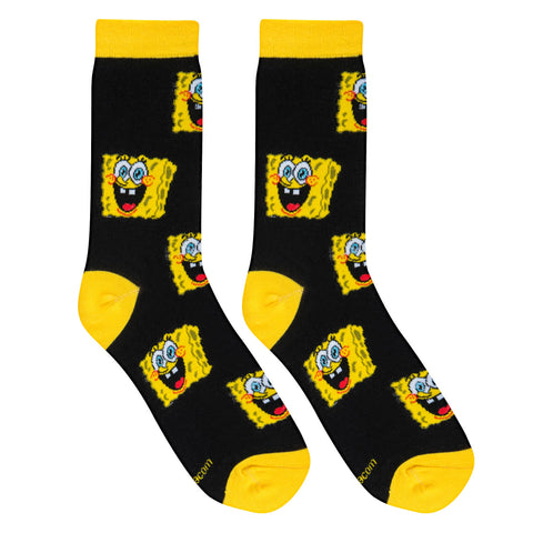 Crazy Socks Womens Crew - Spongebob Heads