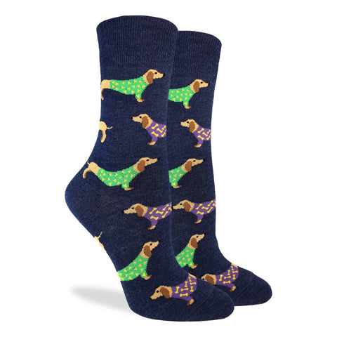 Women's Blue Wiener Dog Socks