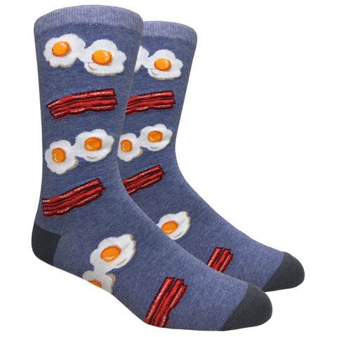 Finefit - FineFit Men's Fun Novelty Socks - Bacon & Eggs (Blue)