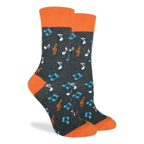 Women's Orange Music Notes Socks