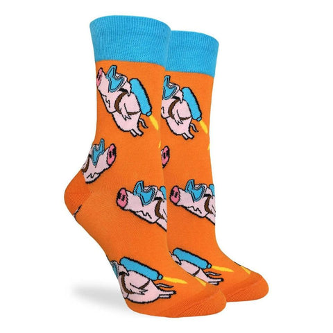 Women's Rocket Flying Pig Socks