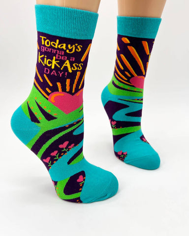Fabdaz - Today's Gonna Be a Kick Ass Day! Women's Crew Socks