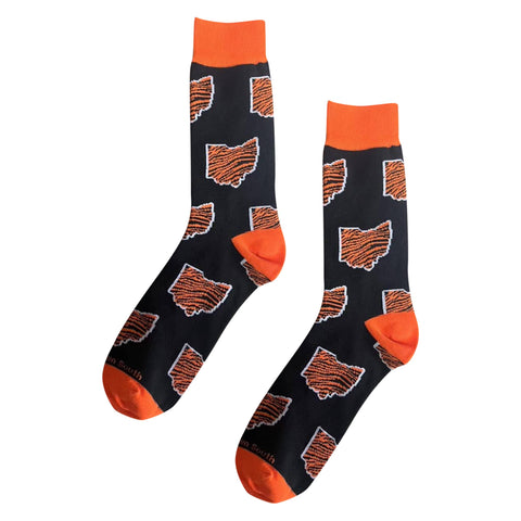 Cincy Cincinnati OH State Shape Bengal Stripe Socks